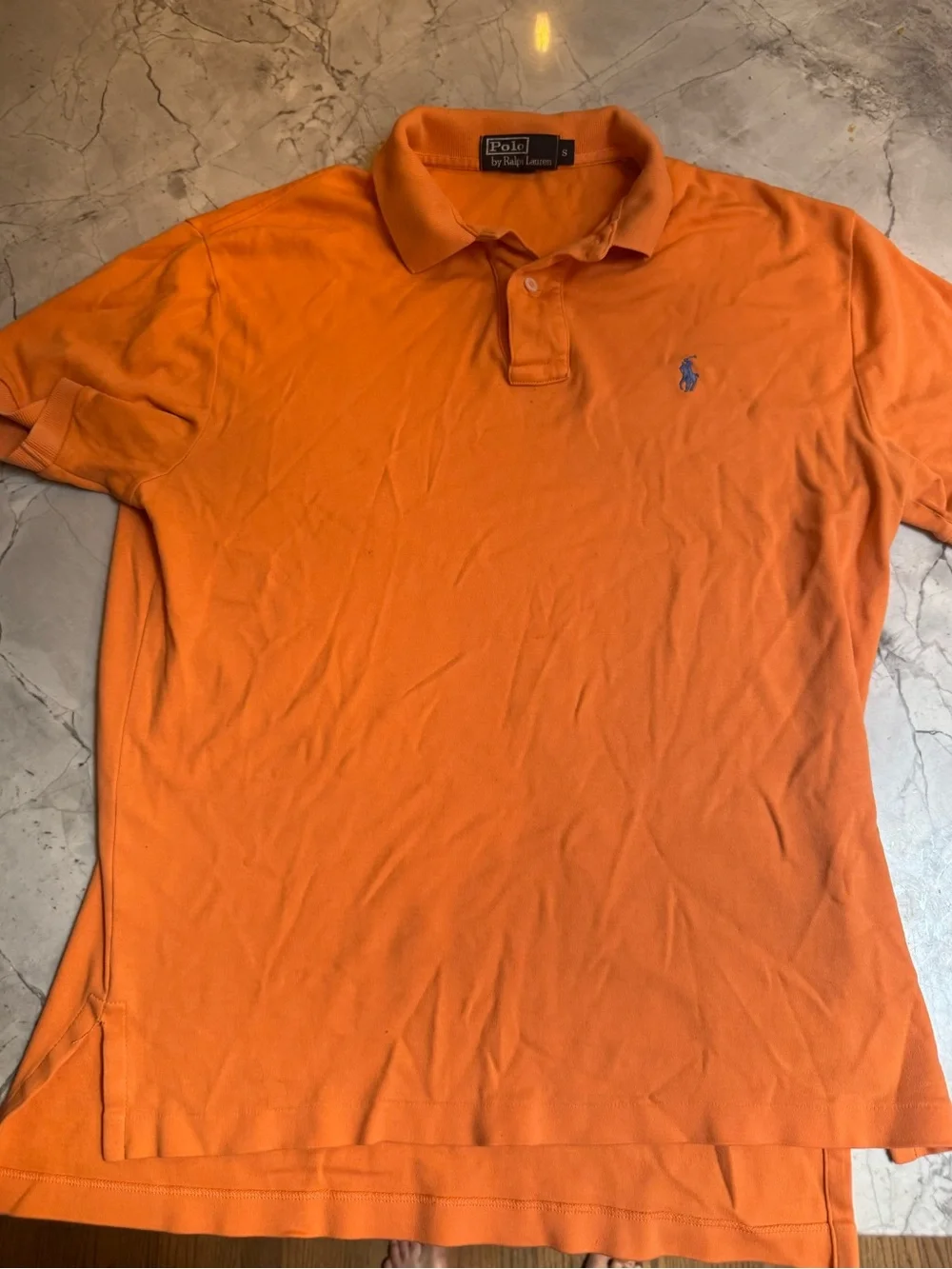 Polo by Ralph Lauren Men's Orange Polo with Blue Pony size small